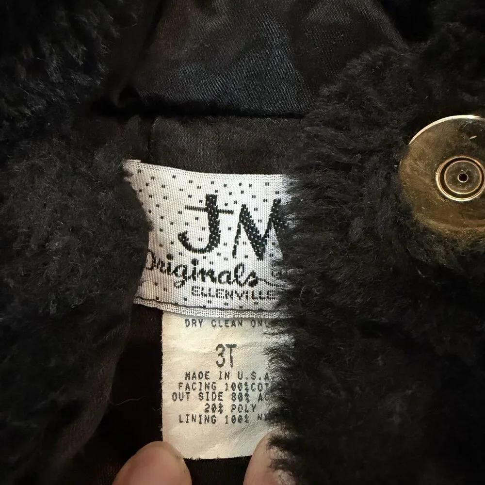 JM Originals Kids Black Floral Jacket with Magnetic Buttons Pockets Fuzzy Soft